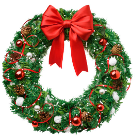 Evergreen winter holiday wreath.